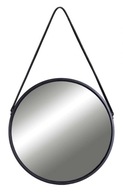 MIRAGE okrúhle závesné zrkadlo na páse, 60 cm, čierne