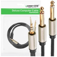 Uzelený kábel audio kábel mini jack 3,5 mm - 2 x jack 6,35 mm 2 m sivý (AV1