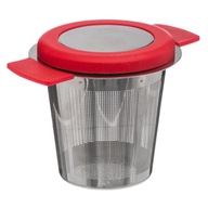 Hrnčekový infuzér s vrchnákom, sitko, červený, oceľový Hrnčekový infuzér s vrchnákom, sitko, červený, oceľový