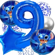 ČÍSLO 9 Súprava balónov NARODENINY Modrý steh Dekorácie BALÓNKY Stitch ČÍSLO 9 Súprava balónov NARODENINY Modrý steh Dekorácie BALÓNKY Stitch