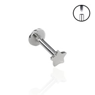 PIERCING Strieborná labretová náušnica s hviezdou Helix Tragus Flat TYTAN 1,2/10/3 PIERCING Strieborná labretová náušnica s hviezdou Helix Tragus Flat TYTAN 1,2/10/3
