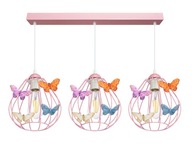Závesná lampa BUTTERFLY pre dievčatá, 3 RUŽOVÉ, oválna Závesná lampa BUTTERFLY pre dievčatá, 3 RUŽOVÉ, oválna