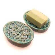 Keramická miska na mydlo s odkvapkávačom - Tyrkysová