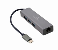 GEMBIRD ADAPTÉR USB-C -> LAN RJ-45 1GB ON HUB 3X USB 3.1 KÁBLE