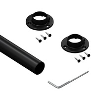 Šatníková tyč, priemer 25 mm, 100 cm +2 rozety, čierna Šatníková tyč, priemer 25 mm, 100 cm +2 rozety, čierna