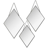 DIAMANTOVÉ diamantové zrkadlo, čierny rám, závesné, 3 kusy