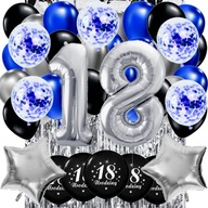 BALOONS záves Set 18 Narodeniny 18 3 KO STRIEBORNÁ MODRÁ 100 cm BALOONS záves Set 18 Narodeniny 18 3 KO STRIEBORNÁ MODRÁ 100 cm