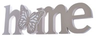 Drevený nápis HOME šedý s motýlikom 36 cm