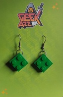 Lego náušnice z kociek, 2x2 DIY vzor, ​​Zelená