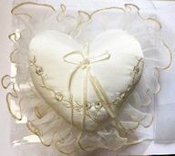 Vankúš Vankúš na svadobné obrúčky Heart Ecru Wedding
