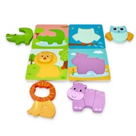 Sada 4 kusov puzzle drevených 3D zvieratiek Sada 4 kusov puzzle drevených 3D zvieratiek