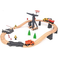 Tooky Toy Drevená konštrukcia Stavebná cesta pre stavebné vozidlá Tooky Toy Drevená konštrukcia Stavebná cesta pre stavebné vozidlá