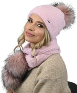 Set čiapka + šál brmbolce Alpaca Pink Al4 Set čiapka + šál brmbolce Alpaca Pink Al4