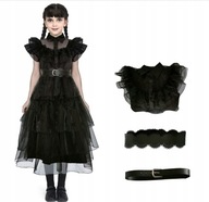 STREDA ADDAMS TYLOVÉ ŠATY DETSKÉ HALLOWEENSKÉ ŠATY OUTFIT 120 STREDA ADDAMS TYLOVÉ ŠATY DETSKÉ HALLOWEENSKÉ ŠATY OUTFIT 120