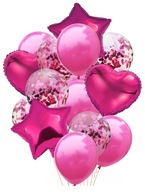 Sada ružových fuchsiových balónov s konfetami héliom Fuchsiová One Year Old Hel Sada ružových fuchsiových balónov s konfetami héliom Fuchsiová One Year Old Hel