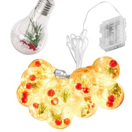 LED svetielka, retiazka na bateriu, zaves, gule na vianocny stromok s ozdobou, 3m tep
