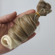 HNEDÁ + BLOND Ombre - Kučeravé 15 cm - Vlasy pre bábiku