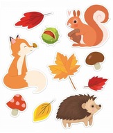 Jesenné dekorácie na okná - Lesné zvieratká 10ks
