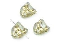Cat Faces Crystal-Gold Inlay-Top Hole 12mm-4pcs