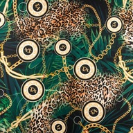 Viskóza Twill Hermes pre blúzke šaty vzor leopardové pozadie čierne pozadie