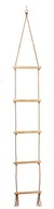 Drevený povrazový rebrík s 5 priečkami + hák + karabína