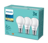 3x E27 PHILIPS LED žiarovka 8W = 60W A60 SMD teplá farba 2700K; 806 lumenov