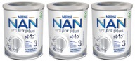 3x NAN 3 Optipro Plus upravené mlieko 800g