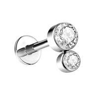 PIERCING Náušnica Labret s dvoma zirkónmi Lobe Helix TITANIUM 1,2/10 PIERCING Náušnica Labret s dvoma zirkónmi Lobe Helix TITANIUM 1,2/10