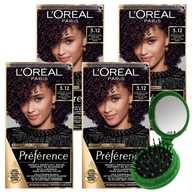 LOreal Preference Hair Dye 3.12 Cool Dark Brown 4 ks + ZADARMO LOreal Preference Hair Dye 3.12 Cool Dark Brown 4 ks + ZADARMO