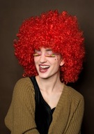 Afro červená klaunská parochňa