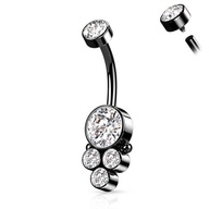 Piercing do pupka s kryštálmi 1,6/10 čierny Piercing do pupka s kryštálmi 1,6/10 čierny