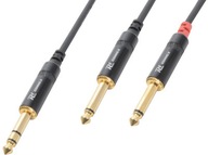 Jack kábel 6.3 Stereo - 2x 6.3 Mono 1.5m PD Connex Jack kábel 6.3 Stereo - 2x 6.3 Mono 1.5m PD Connex