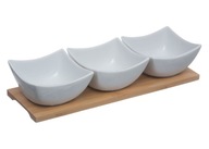 Podnos s miskami, 3 KS. Súprava bieleho porcelánu Podnos s miskami, 3 KS. Súprava bieleho porcelánu