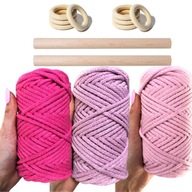 Súprava pletených bavlnených šnúr Pink XL Súprava pletených bavlnených šnúr Pink XL