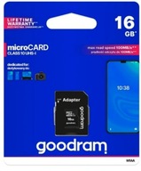 GOODRAM MICROSD CARD 16GB MICRO + SD ADAPTÉR