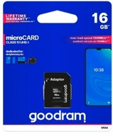GOODRAM MICROSD CARD 16GB MICRO + SD ADAPTÉR GOODRAM MICROSD CARD 16GB MICRO + SD ADAPTÉR