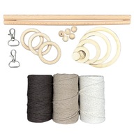 Súprava Macrame, 180 m bavlnená šnúra, príslušenstvo Súprava Macrame, 180 m bavlnená šnúra, príslušenstvo