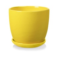 Žltý keramický hrniec so stojanom priem. 15 cm Žltý keramický hrniec so stojanom priem. 15 cm