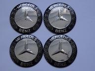 4x Hliníkové nálepky na stredové krytky MERCEDES 56mm strieborné čierne 4x Hliníkové nálepky na stredové krytky MERCEDES 56mm strieborné čierne