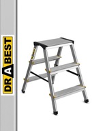 Obojstranný hliníkový domáci rebrík 2x3 DRABEST 150 kg