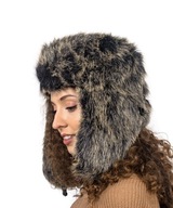 Čierna dámska čiapka s kožušinou Ushanka kančia kožušina Zimná ushanka