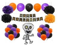 Sada Happy Halloween Balloons Pompoms Skeletor Balloons Purple Hélium Sada Happy Halloween Balloons Pompoms Skeletor Balloons Purple Hélium