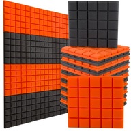 Zvukovo izolačné panely, sivá oranžová kocka, 4 m2