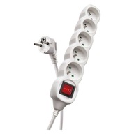 Predlžovací kábel 7 m / 5 zásuviek / s vypínačom / biely / PVC / 1 mm2 Predlžovací kábel 7 m / 5 zásuviek / s vypínačom / biely / PVC / 1 mm2
