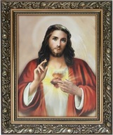 OBRAZ 60x50 JEŽIŠOVSKÉ SRDCE JEŽIŠOVY ZDOBENÝ ZLATÝ RÁM OBRAZ 60x50 JEŽIŠOVSKÉ SRDCE JEŽIŠOVY ZDOBENÝ ZLATÝ RÁM