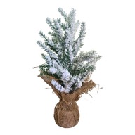 Zasnežený vianočný stromček v jutovom vrecku, 38 cm