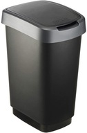 Rotho Twist 25L výkyvný odpadkový kôš, čierno-strieborný Rotho Twist 25L výkyvný odpadkový kôš, čierno-strieborný