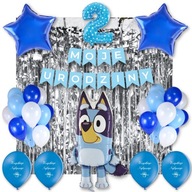 Narodeninový banner Bluey Blue Dog Balloons Set 2 Narodeninový banner Bluey Blue Dog Balloons Set 2