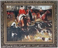 OBRAZ 50x60 LOV NA KONE ZDOBENÝ ZLATÝ RÁM OBRAZ 50x60 LOV NA KONE ZDOBENÝ ZLATÝ RÁM