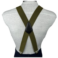Dvojité X silné traky na nohavice Khaki zelené 4 cm Dvojité X silné traky na nohavice Khaki zelené 4 cm
